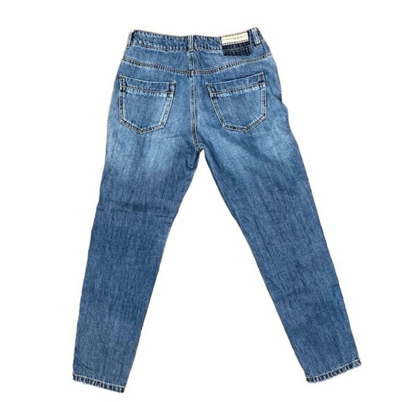 Etam WEEKEND Pearl Rhinestone Embellished Distressed Relaxed Jeans Size 29 - Picture 6 of 10